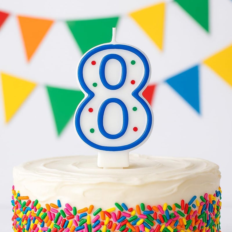Fitto Birthday Candle Number 8 – Fun Numeric Cake Candle for Birthday Parties, Celebrations & Cake Decor