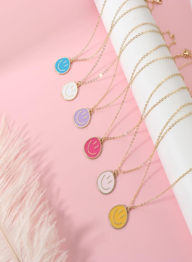 AULSIEY Smile Face Necklace for Daughter, Preppy Jewelry Necklaces for Women Trendy,Y2K Statement Necklaces Smile Face Earrings- Pink - Image 5