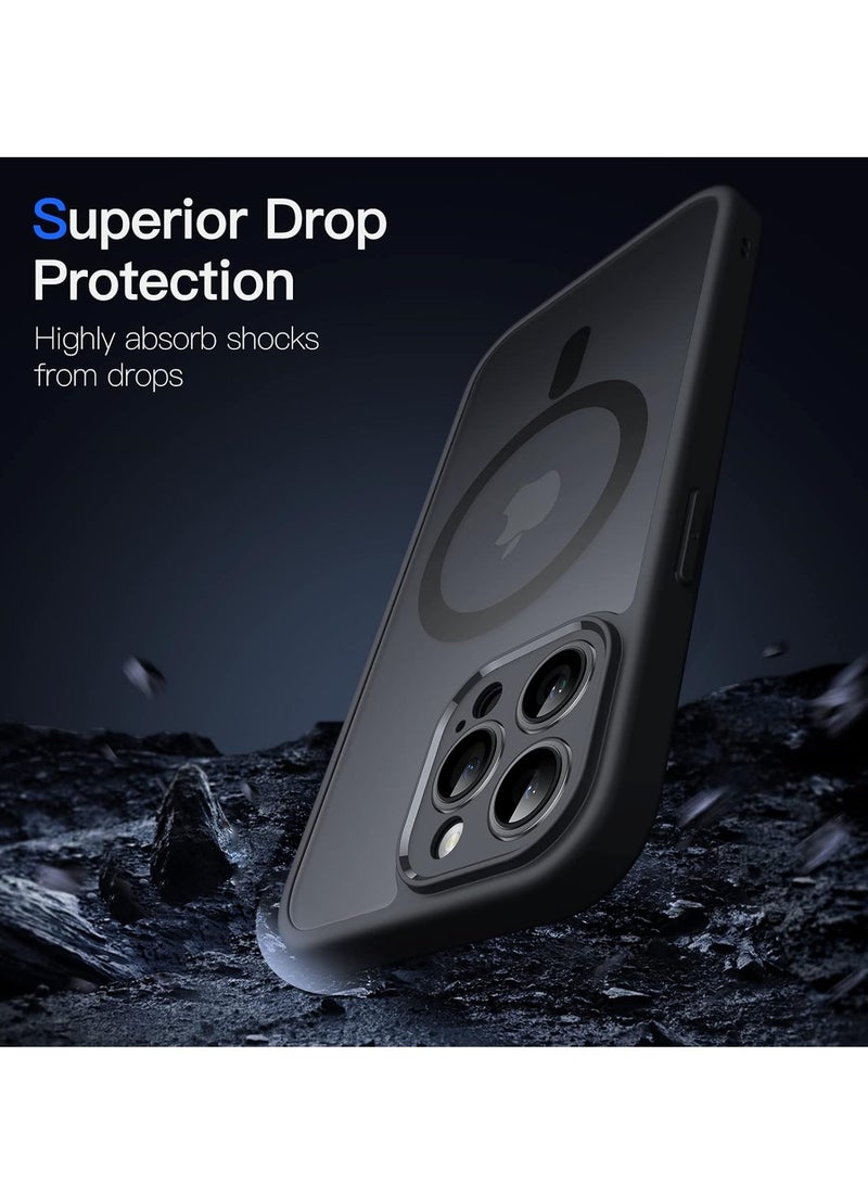 Salab Magnetic Case for iPhone 13 Pro Max 6.7-Inch, Compatible with MagSafe, Translucent Matte Back Camera Lens Full Protection Slim Shockproof Phone Cover (Black) - Image 2