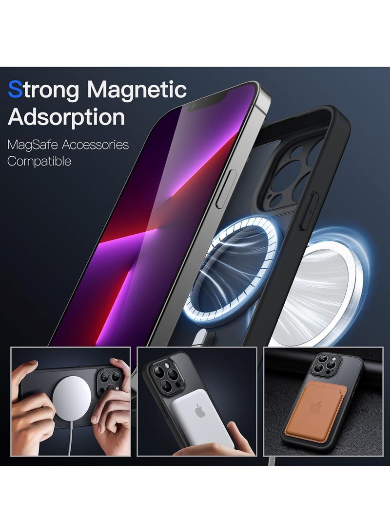 Salab Magnetic Case for iPhone 13 Pro Max 6.7-Inch, Compatible with MagSafe, Translucent Matte Back Camera Lens Full Protection Slim Shockproof Phone Cover (Black) - Image 3