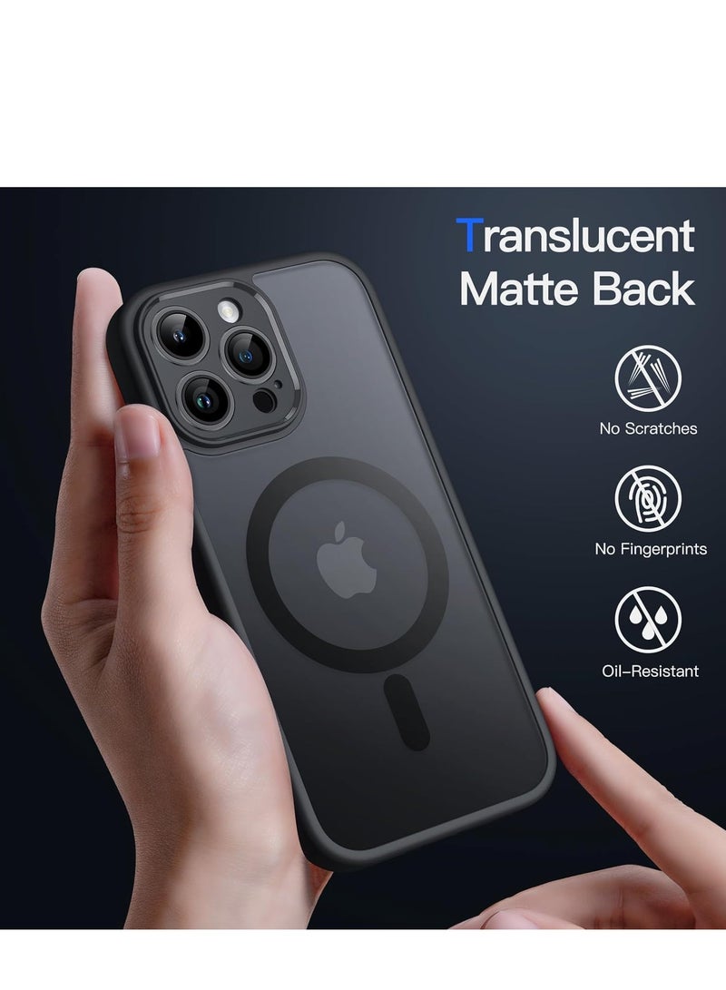 Salab Magnetic Case for iPhone 13 Pro Max 6.7-Inch, Compatible with MagSafe, Translucent Matte Back Camera Lens Full Protection Slim Shockproof Phone Cover (Black) - Image 4