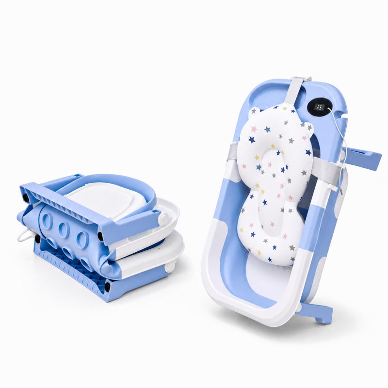 Foldable Baby Bathtub with Temperature Monitor - Portable and Practical Space Saving Bathtub - Image 1