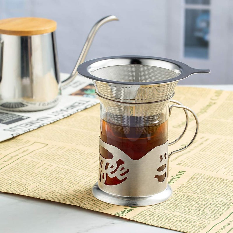 ANNMEXX Upgraded Pour Over Coffee Filter, Coffee Dripper, Paperless Mess Stainless Steel Coffee Filter, Maker One to Two Cup Coffee, Easy to Use and Clean (1-2Cups) - Image 3