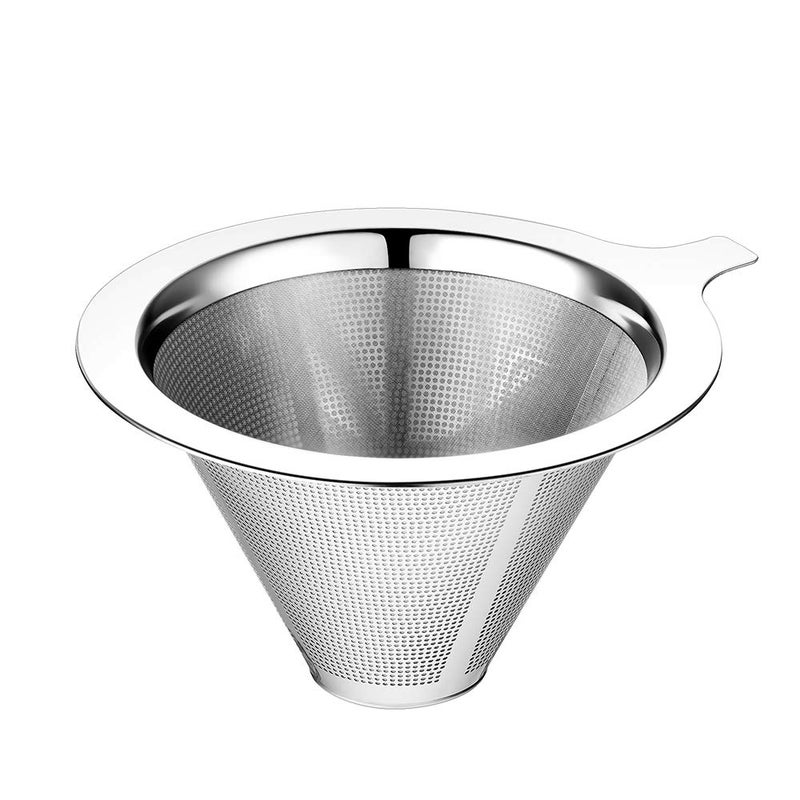 ANNMEXX Upgraded Pour Over Coffee Filter, Coffee Dripper, Paperless Mess Stainless Steel Coffee Filter, Maker One to Two Cup Coffee, Easy to Use and Clean (1-2Cups) - Image 1