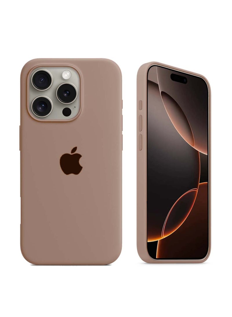 Wtech Apple iPhone 16 Pro 2024 Premium Soft Liquid Silicone Case Cover - Desert Titanium - Image 1