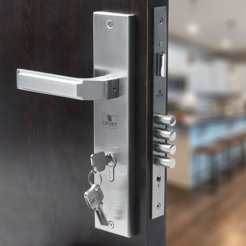 Crust Bolt Premium 10" Cy Plate Mortise Door Lock Handle Set with Brass Lock Body and Both Side Key, 60mm Cylinder Set with 3 Computer Keys - Image 5