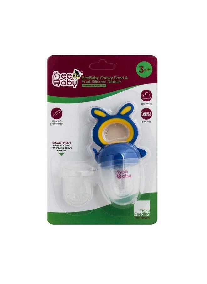 Beebaby - Chewy Silicone Food & Fruit Nibbler For Babies Bpa Free Fruit Feeder Pacifier With Extra Silicone Mesh (Chewy Blue) - Image 1