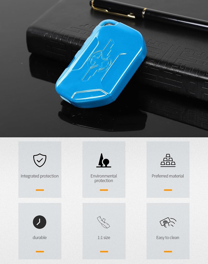Hoolcar Key Fob Cover Case Key Holder Shell Remote Control Smart Key Fob Protector Compatible with Jeep Wrangler JL JLU & Gladiator JT 2018-2025, Light Blue - Image 5