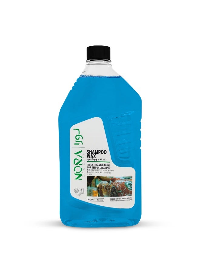 NORA 2L Car Shampoo Wax Blue - Premium Thick Cleaning Foam for Deep Cleaning, Boosts Wax Protection & Shine, pH Balanced Formula, Safe on Car Exterior, Tyres, Plastic, and Vinyl Parts - Compatible with Bucket & Machine Wash - Image 1