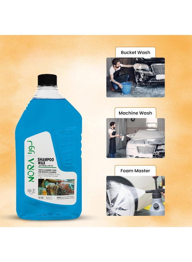 NORA 2L Car Shampoo Wax Blue - Premium Thick Cleaning Foam for Deep Cleaning, Boosts Wax Protection & Shine, pH Balanced Formula, Safe on Car Exterior, Tyres, Plastic, and Vinyl Parts - Compatible with Bucket & Machine Wash - Image 3