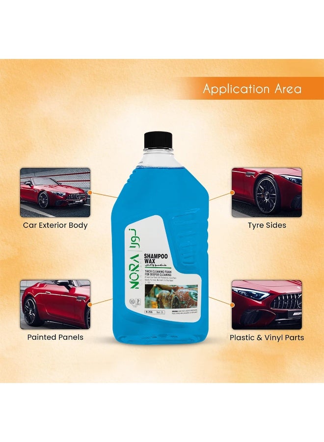 NORA 2L Car Shampoo Wax Blue - Premium Thick Cleaning Foam for Deep Cleaning, Boosts Wax Protection & Shine, pH Balanced Formula, Safe on Car Exterior, Tyres, Plastic, and Vinyl Parts - Compatible with Bucket & Machine Wash - Image 4
