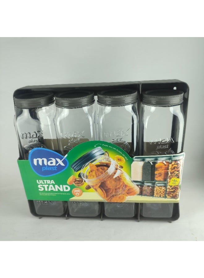 ماكس بلاست مجموعة مرطبان توابل بلاستيكي مع حامل من ماكس بلاست - Image 1
