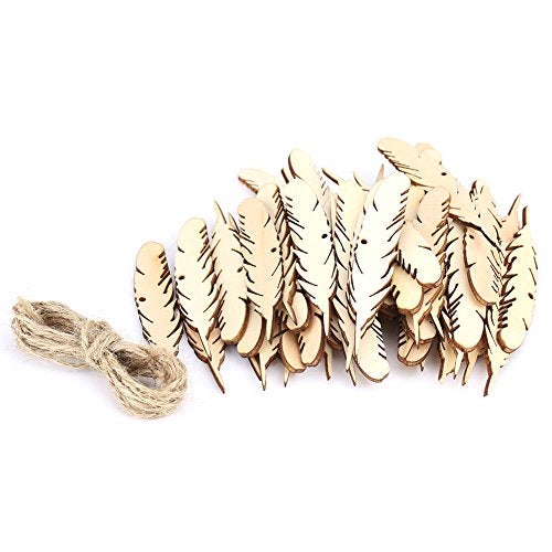Walfront 50-Pack Blank Wood Hanging Gift Tags for Wedding Party Room Decoration Accessories - Image 1