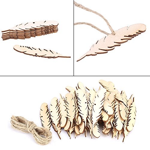 Walfront 50-Pack Blank Wood Hanging Gift Tags for Wedding Party Room Decoration Accessories - Image 2