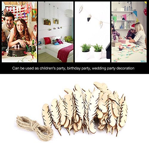 Walfront 50-Pack Blank Wood Hanging Gift Tags for Wedding Party Room Decoration Accessories - Image 5