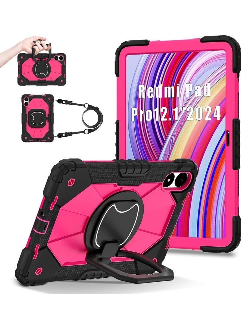 general Case Compatible with Xiaomi Redmi Pad Pro 12.1 inch Case, Full-Body Rugged Shockproof Protective Shell, 360° Swivel Stand Handle Cover with Shoulder Strap - Image 1