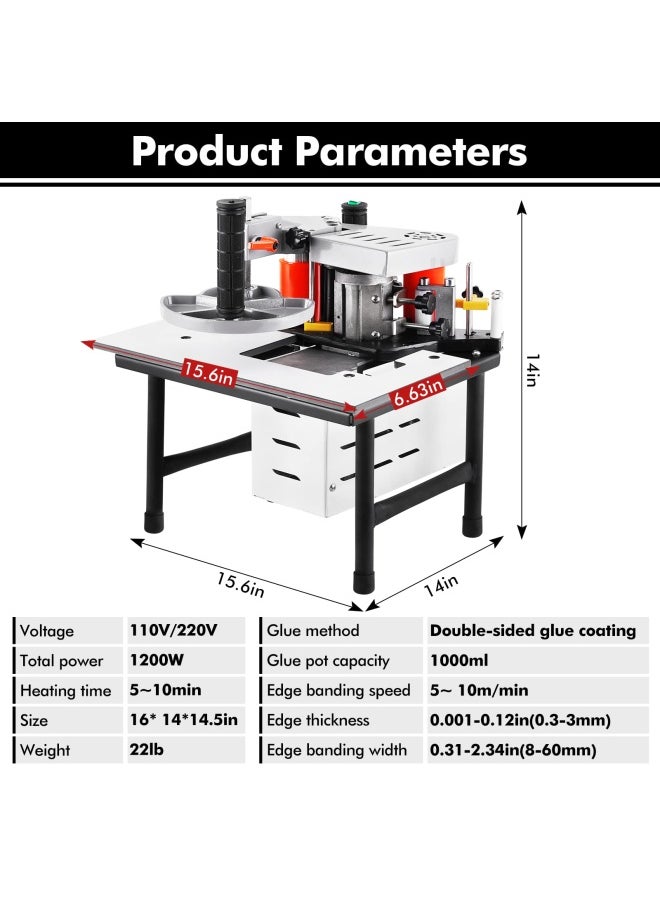 Generic - YUCHENGTECH Edge Bander Woodworking Edge Banding Machine Portable Edge Bander with Speed Control 2-6m min Curve Straight Edge Bander Machine Double-Sided Gluing - Width 10-60mm-Thickness 0.3-3mm 220V - Image 1