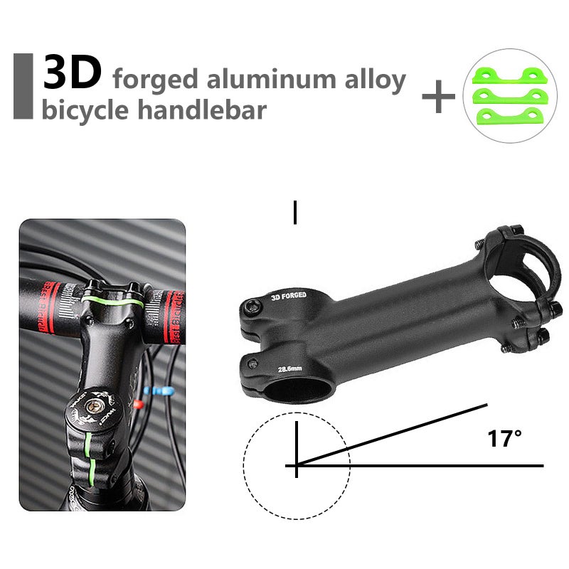 Osagie Bike Stem, Aluminum Alloy Mtb Stem, Mountain Bike Stem For 28.6Mm (1-1/8"") Handlebar Of Bicycle, Road Bike, Mtb, Bmx, Cycling (Black, 17 31.8X28.6X100Mm) - Image 2