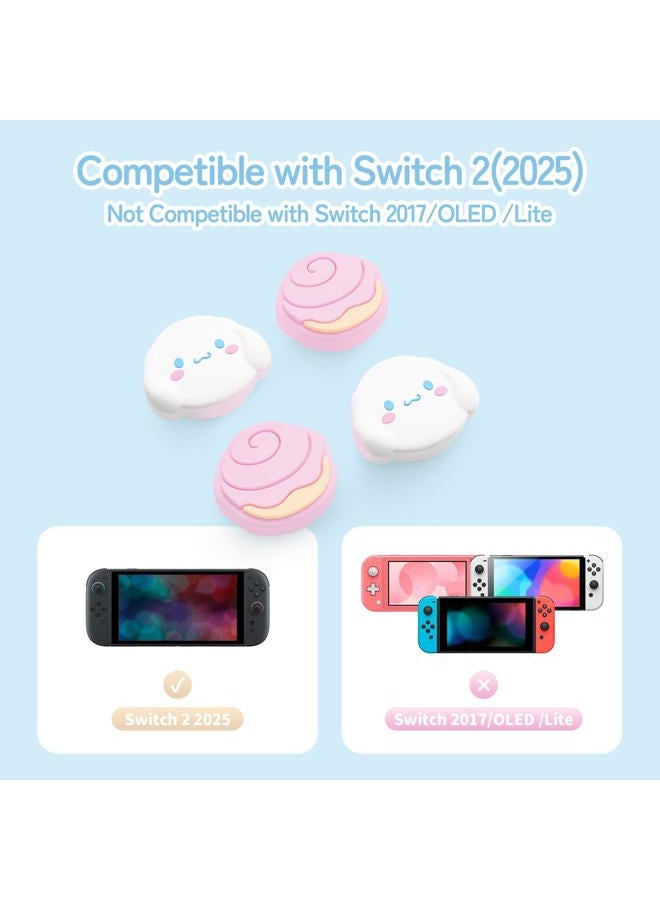 Kuitmor Thumb Grip Caps Compatible with Switch 2, Silicone Joystick Grip Caps for Switch 2025, 4pcs (Pink & White) - Image 2