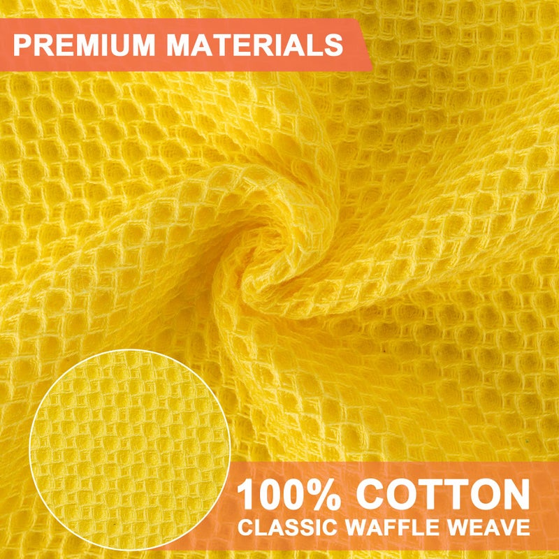 BOOMIBOO 6-Pack Kitchen Dish Cloths, 100% Cotton Waffle Weave, Ultra Soft Absorbent, Quick Drying Dish Towels, 12x12 Inches,Yellow - Image 2