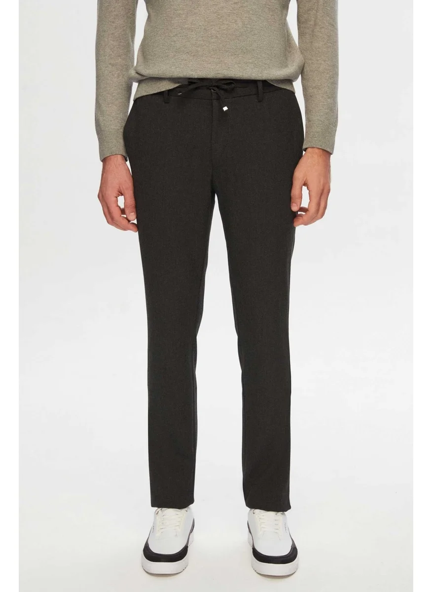 D'S DAMAT Slim Fit Anthracite Elastic Waist Laced Zippered Lycra Comfortable Jogger Pants 2HC03ORTJGR01
