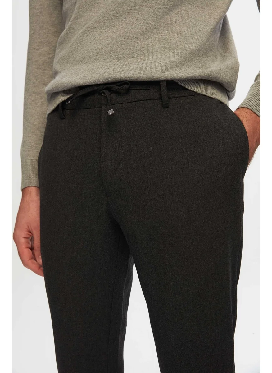 D'S DAMAT Slim Fit Anthracite Elastic Waist Laced Zippered Lycra Comfortable Jogger Pants 2HC03ORTJGR01