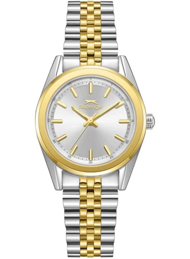 سلازنجر Slazenger Women's Watch, Analog Display and Metal Strap - SL.9.2463.3.02, Silver/Gold