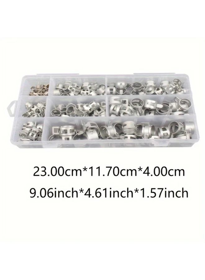 160 Pcs 6.5mm To 18mm Pipe Clamp Box With Dacromet Elastic Band 8 Specifications Each 20 Sets Woodworking Hose Clamps Silver - Image 2
