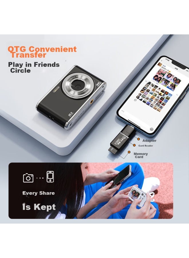 Caizu Dual-lens Camera, 6400w Pixel High-definition Student Digital Camera, Selfie Vlog Campus Mini Portable Compact Camera, Replace Ccd, Can Transfer To Phone, Children's Camera, 64gb - Image 4