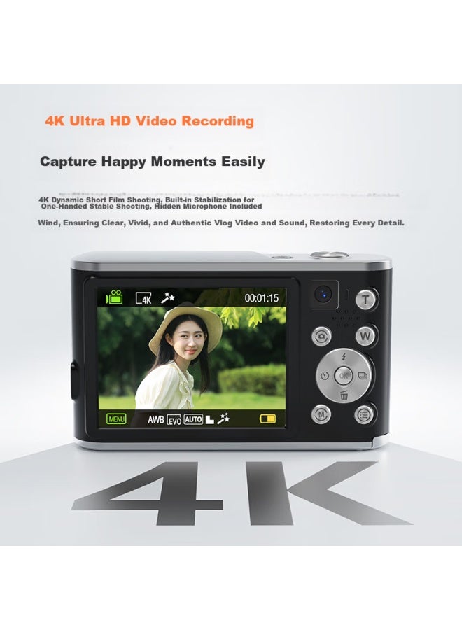Caizu Dual-lens Camera, 6400w Pixel High-definition Student Digital Camera, Selfie Vlog Campus Mini Portable Compact Camera, Replace Ccd, Can Transfer To Phone, Children's Camera, 64gb - Image 3