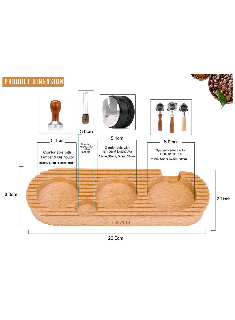 كابتن تيك قاعدة قهوة خشبية رفيعة للموزع والمكبس والبورتافلتر 51 مم 53 مم 54 مم - Image 3