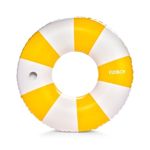 FUNBOY Giant Vintage Orange Stripe Inflatable Tube Pool Float with Cup Holder 48 Large Pool Float for Adults Inner Tube Swimming Pool Toys Swim Rings Pool Lounger Float for Pool Party Summer - Image 1