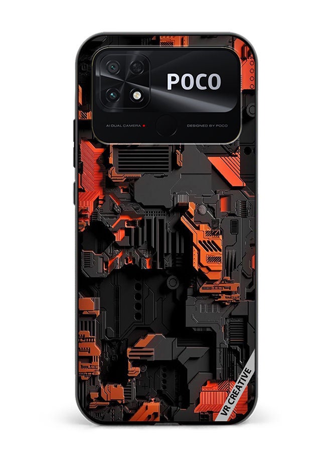 VR CREATIVE Protective Case Cover For Xiaomi Poco C40 Circuit Design Multicolour - Image 1