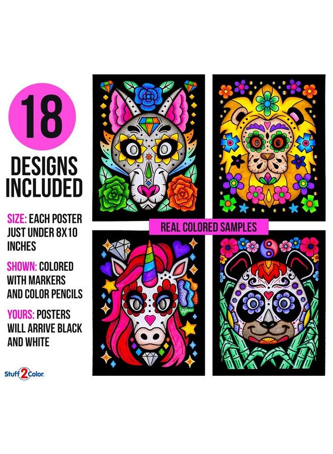 Stuff2Color حزمة سوبر من 18 ملصق تلوين مخملي فuzzy (ابتسامات الحيوانات) للفنون والحرف للبنات والأولاد رائعة للأنشطة بعد المدرسة والسفر والطائرات والأنشطة الجماعية والتلوين مع الأصدقاء - Image 5