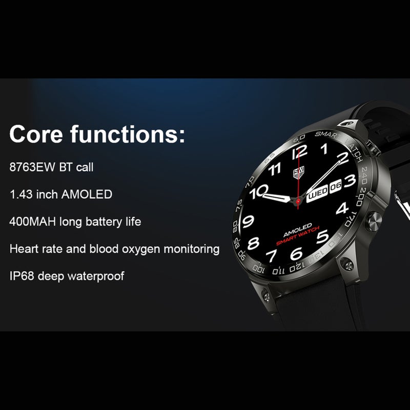 DM50 1.43inch smartwatch HD Color Touchscreen BT Calling Multiple Sports Modes IP68 Waterproof Fitness Activity Tracker Watch for Heart Rate Monitor Sleep Mode Compatible with Android iOS - Image 2