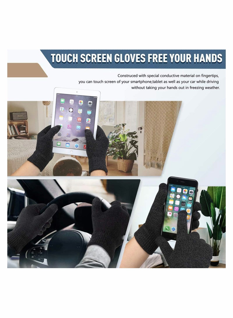 KASTWAVE Beanie Hat Scarf Touchscreen Gloves Set(Dark Gray) - Image 3