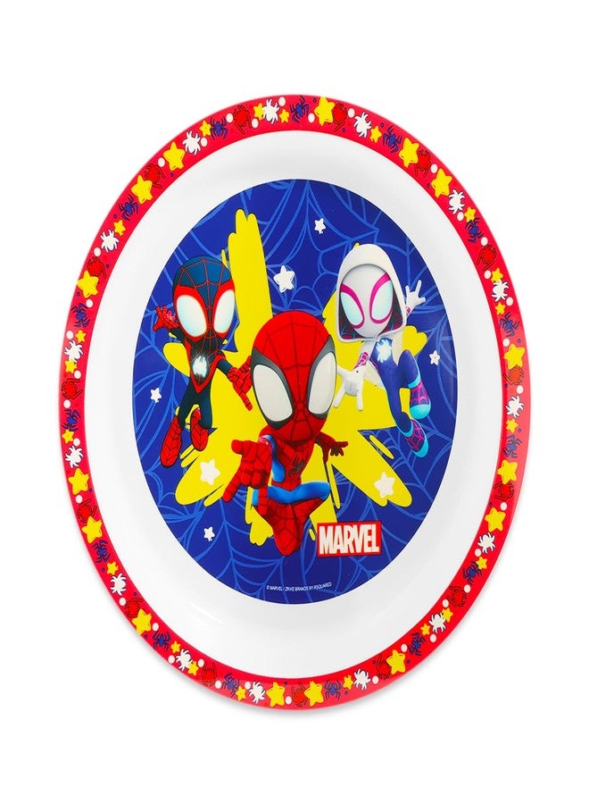 SPIDERMAN Spidey and His Amazing Friends Dinnerware Set for Kids, Toddlers - 3 Pc Kitchen Accessories Bundle with Spidey and Friends Dinner Plate, Cup, Stickers, More | Spidey Flatware Set - Image 3