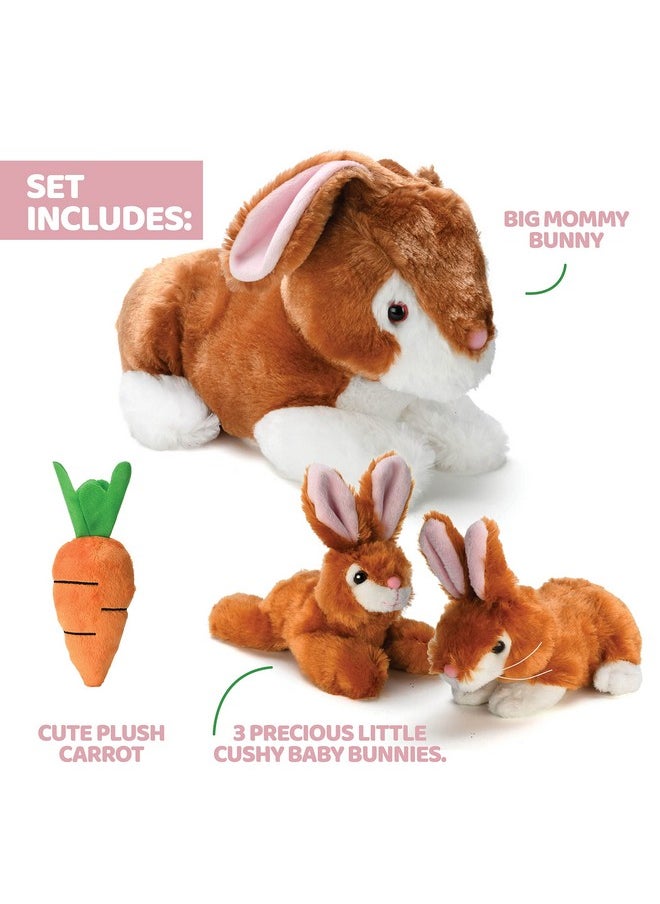 Prextex PREXTEX Plush Bunny Rabbit with Zippered Pouch for Little Baby Bunnies - Easter Bunny with Baby Bunnies Inside and a Cute Plush Carrot - Stuffed Animal for Easter Gifts and Baskets  - Image 5