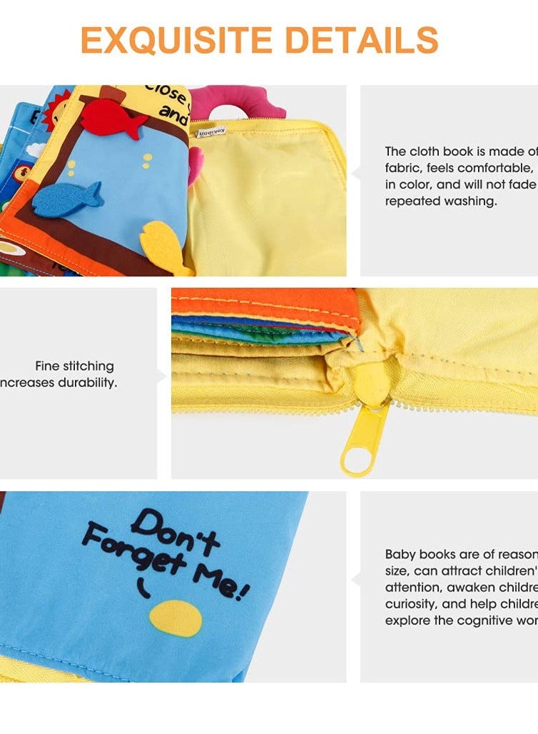 Zikra Montessori Quiet Book for Toddlers - Travel-Friendly Cloth Activity Book with 10 Early Learning Topics and Basic Life Skills for Engaged Boys and Girls (Yellow) - Image 2