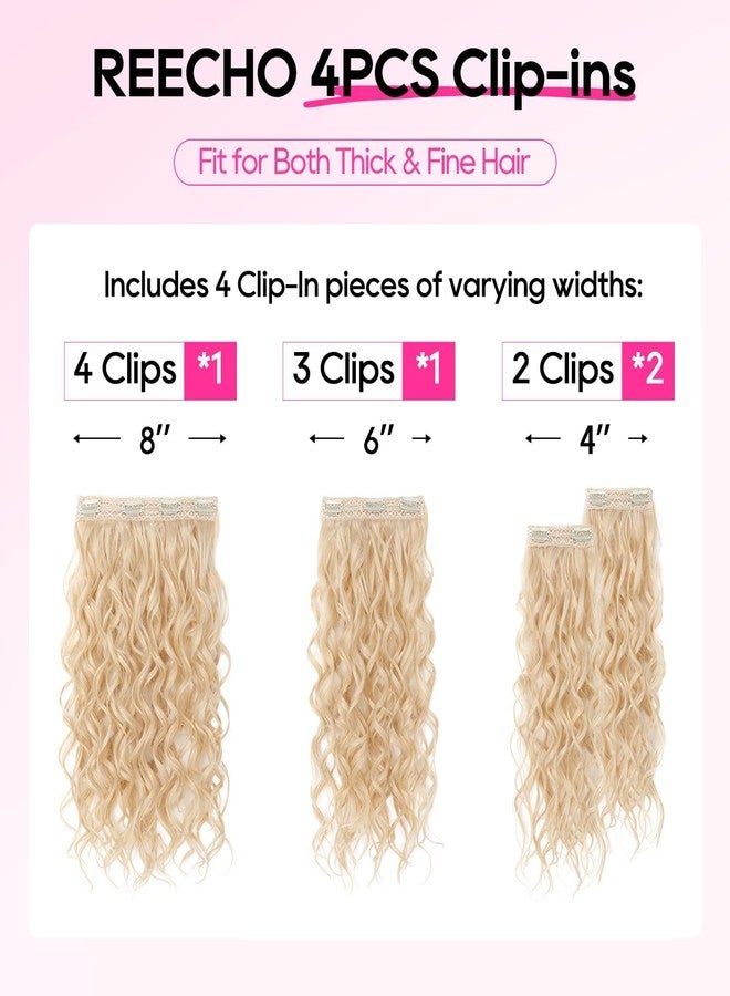REECHO Curly Hair Extensions, 4PCS 16 inch Clip in Hair Extensions Lace Weft Short Curly Hair Extensions Clip Ins Invisible Natural Hairpieces for Women, Light Blonde - Image 5