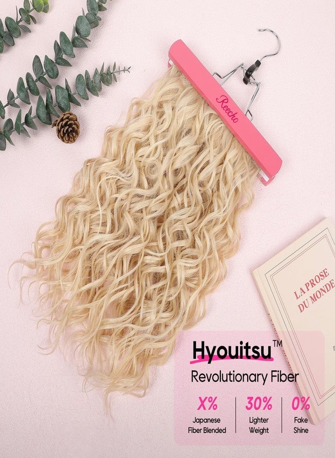 REECHO Curly Hair Extensions, 4PCS 16 inch Clip in Hair Extensions Lace Weft Short Curly Hair Extensions Clip Ins Invisible Natural Hairpieces for Women, Light Blonde - Image 3