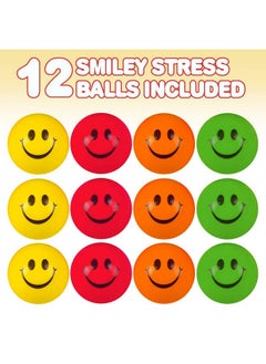 ArtCreativity ArtCreativity Smile Face Stress Balls for Kids and Adults - Pack of 12 - 2.5 Inch Spongy Squeeze Toys for Anxiety Relief - Fun Birthday Party Favors and Goodie Bag Fillers for Boys and Girls  - Image 2