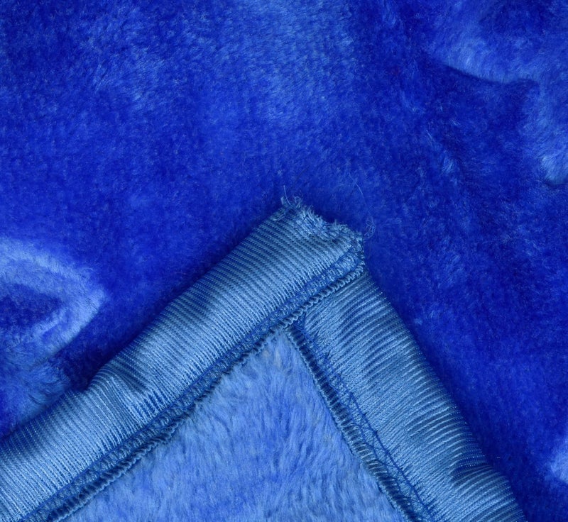 BENAVJI Mink Floral Embossed Super Soft AC Bed Velvet for Winter Blanket (Double, Blue) - Image 5