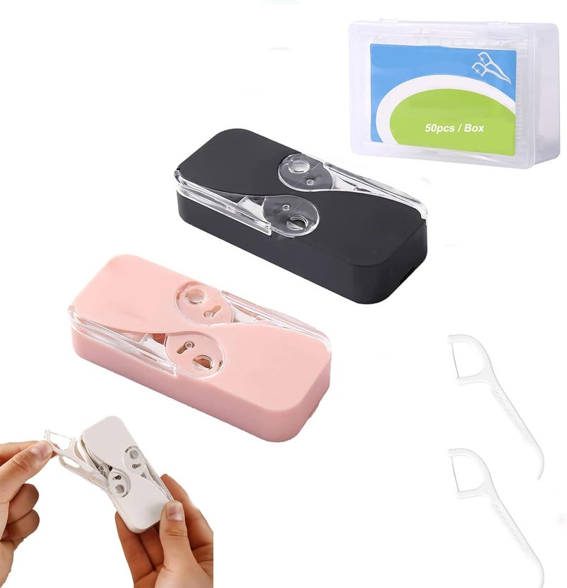 comfrt Portable Floss Dispenser, Dental Floss Portable Case Dental Floss Dispenser, Automatic Floss Organizer, Floss Organizer for Hotel Travel with 12 Pcs Dental Floss (C) - Image 1