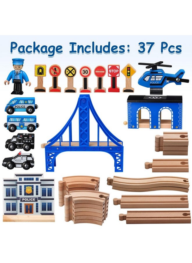 SainSmart Jr. Wooden Train Set - Interactive Police Playset For Kids | Building Toy With Train, Figures & Accessories | Compatible With Brio, Thomas, Melissa And Doug | Educational Stem Gift  - Image 2