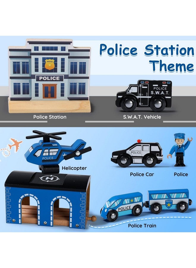 SainSmart Jr. Wooden Train Set - Interactive Police Playset For Kids | Building Toy With Train, Figures & Accessories | Compatible With Brio, Thomas, Melissa And Doug | Educational Stem Gift  - Image 3