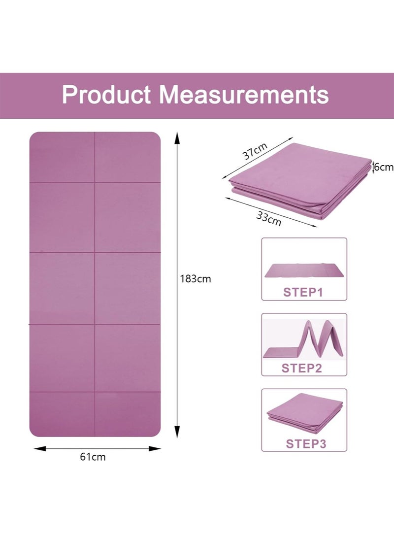 سجادة يوغا محمولة مقاس 183*61*6 سم - سجادة يوغا إسفنجية عالية الكثافة، سجادة يوغا غير قابلة للانزلاق، سجادة يوغا صديقة للبيئة من مادة TPE، مناسبة لليوغا والبيلاتيس واللياقة البدنية أثناء السفر - Image 2