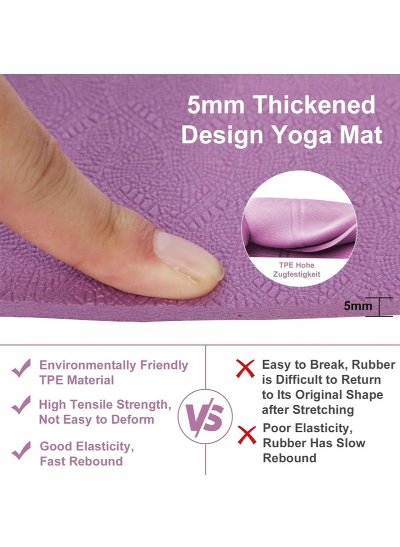 سجادة يوغا محمولة مقاس 183*61*6 سم - سجادة يوغا إسفنجية عالية الكثافة، سجادة يوغا غير قابلة للانزلاق، سجادة يوغا صديقة للبيئة من مادة TPE، مناسبة لليوغا والبيلاتيس واللياقة البدنية أثناء السفر - Image 3