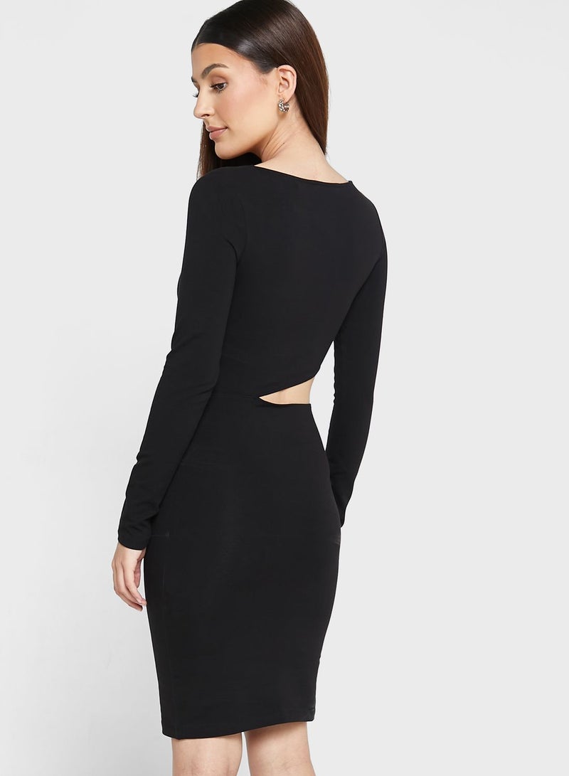 Cut Out Detail Knitted Wrap Dress