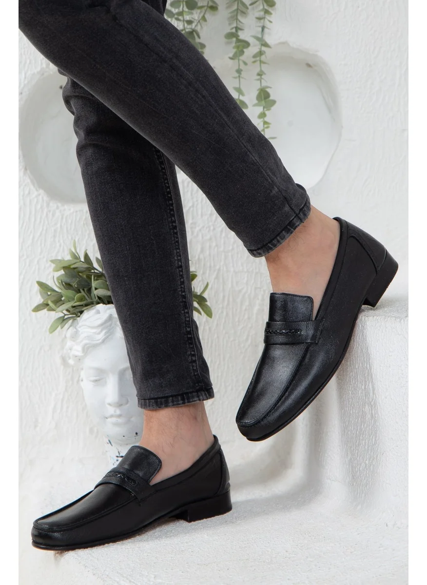 Dilimler Ayakkabı Dilimler Shoes Leather Leather Rok Saddler Black Men's Classic Shoes